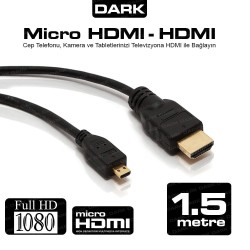 Dark DK-HD-CV13L150MICRO 1.5metre Mhdmı-Hdmı Görüntü Kablosu