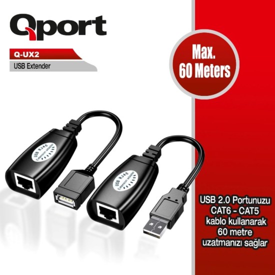 Qport Q-UX2 60 Metre 2'li Paket Usb Extender