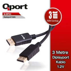 Qport Q-DP03 Display Port 1.2V 3 Metre Kablo