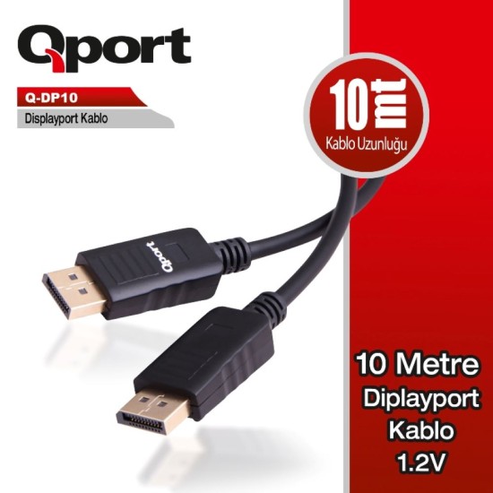 Qport Q-DP10 Display Port 1.2V 10 Metre Kablo
