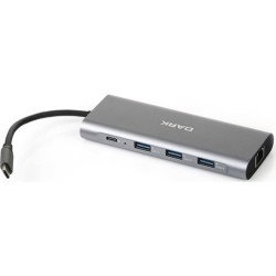 Dark USB 3.1 Type-C 9in1 Ethernet/HDMI/TF SD Kart Okuyucu/USB 3.0/Kulaklık Çoklayıcı Dönüştürücü Çevirici HUB (DK-AC-U31X39)