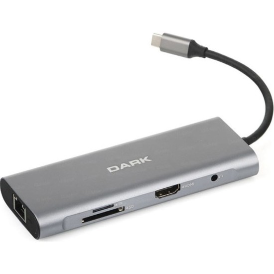Dark USB 3.1 Type-C 9in1 Ethernet/HDMI/TF SD Kart Okuyucu/USB 3.0/Kulaklık Çoklayıcı Dönüştürücü Çevirici HUB (DK-AC-U31X39)