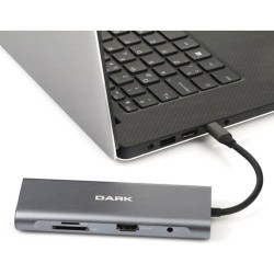 Dark USB 3.1 Type-C 9in1 Ethernet/HDMI/TF SD Kart Okuyucu/USB 3.0/Kulaklık Çoklayıcı Dönüştürücü Çevirici HUB (DK-AC-U31X39)