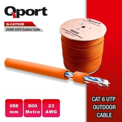Qport Q-CATO2R 500 M Cat6 Outdoor 23AWG 0.58MM Kablo Turuncu
