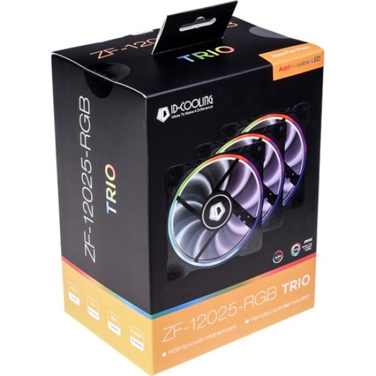 ID-Cooling ZF-12025 RGB Trio 12CM 4 PIN PWM 3'Lü Kasa Fanı