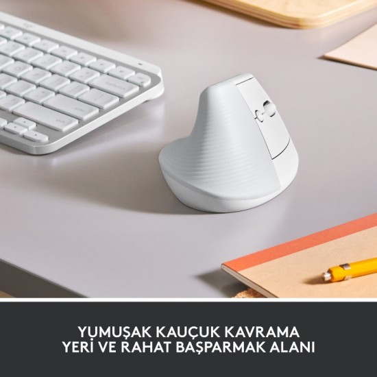 Logitech Lift Sessiz Kablosuz Ergonomik Dikey Mouse - Beyaz 910-006475