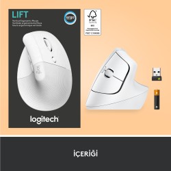 Logitech Lift Sessiz Kablosuz Ergonomik Dikey Mouse - Beyaz 910-006475