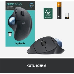 Logitech ERGO M575 Kablosuz İztopu Özellikli Konforlu Ergonomik Mouse - Siyah 910-005872