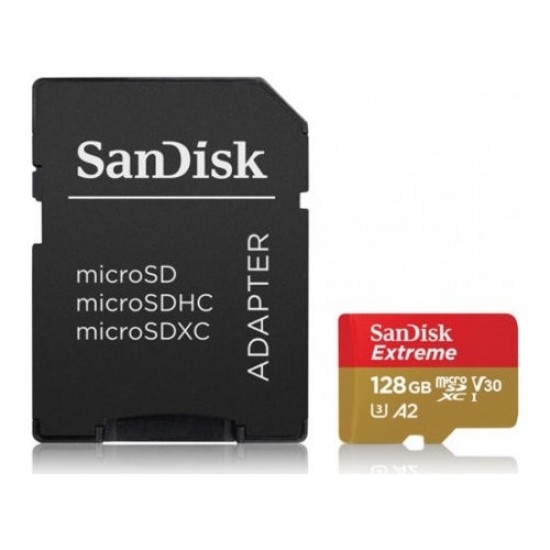 Sandisk Extreme microSDXC 128GB 160/90 MB/s A2 C10 V30 UHS-I SDSQXA1-128G-GN6MA Hafıza Kartı 