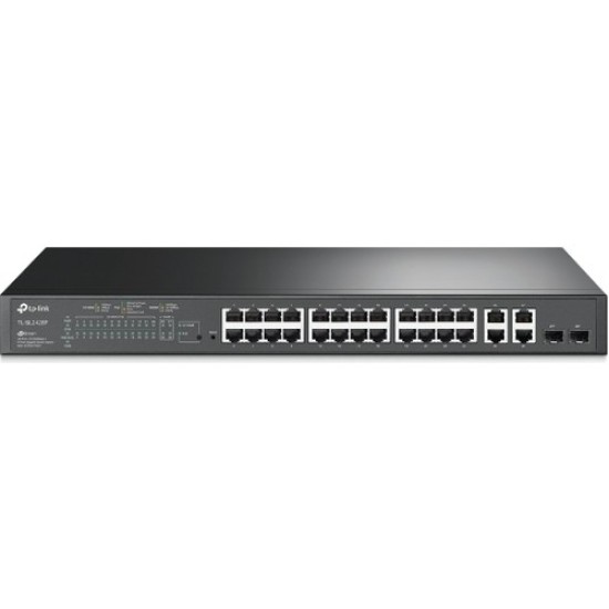 Tp-Link TL-SL2428P 24 Port 10-100 Poe+ Switch 4 Port Sfp Çelik Kasa Rack Mount