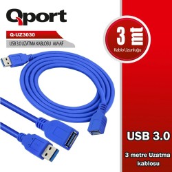 Q-Port Q-UZ3030 USB 3.0 3 Metre Uzatma Kablosu 