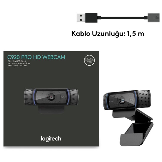 Logitech C920 PRO HD 1080p Stereo Ses ile Web Kamerası - Siyah