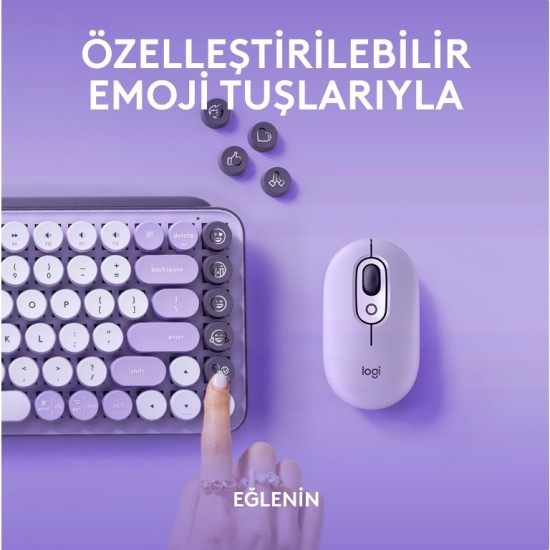 Logitech POP Keys Cosmos Özelleştirilebilir Emoji Tuşlu Mekanik Lila Kablosuz Klavye