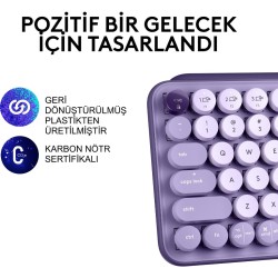 Logitech POP Keys Cosmos Özelleştirilebilir Emoji Tuşlu Mekanik Lila Kablosuz Klavye