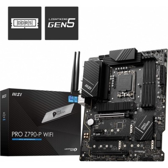 Msi Pro Z790-P WIFI Soket 1700 DDR5 7000MHZ(OC) PCI-E Gen5 M.2 USB3.2 DP HDMI 1x2.5G LAN WI-FI 6E ATX Anakart