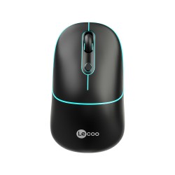 Lenovo Lecoo WS210 Dual Mod RGB 2.4GHz WiFi+ Bluetooth 1600DPI 6 Tuşlu Şarjlı Sessiz Kompakt Kablosuz Optik Mouse Siyah