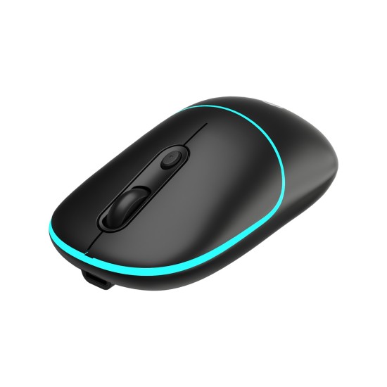 Lenovo Lecoo WS210 Dual Mod RGB 2.4GHz WiFi+ Bluetooth 1600DPI 6 Tuşlu Şarjlı Sessiz Kompakt Kablosuz Optik Mouse Siyah