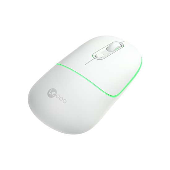 Lenovo Lecoo WS210 Dual Mod RGB 2.4GHz WiFi+ Bluetooth 1600DPI 6 Tuşlu Şarjlı Sessiz Kompakt Kablosuz Optik Mouse Beyaz