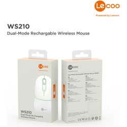 Lenovo Lecoo WS210 Dual Mod RGB 2.4GHz WiFi+ Bluetooth 1600DPI 6 Tuşlu Şarjlı Sessiz Kompakt Kablosuz Optik Mouse Beyaz