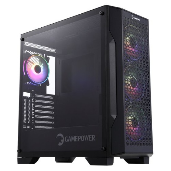 GamePower Savagis ATX 4* ARGB ARGB Fan Temper Cam Gaming RGB Kontrolcüsü ve Uzaktan Kumanda Siyah Kasa