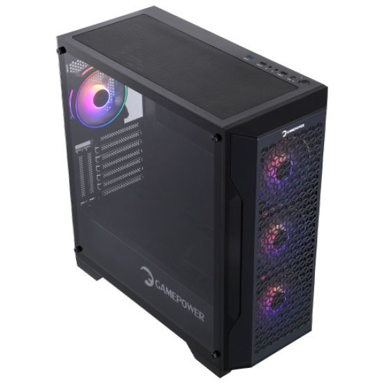 GamePower Savagis ATX 4* ARGB ARGB Fan Temper Cam Gaming RGB Kontrolcüsü ve Uzaktan Kumanda Siyah Kasa