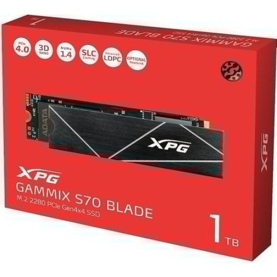 XPG Gammix S70 Blade 1TB Okuma:7400 Yazma:6800 MB/s PCIe Gen4x4 M.2 NVMe Soğutuculu SSD