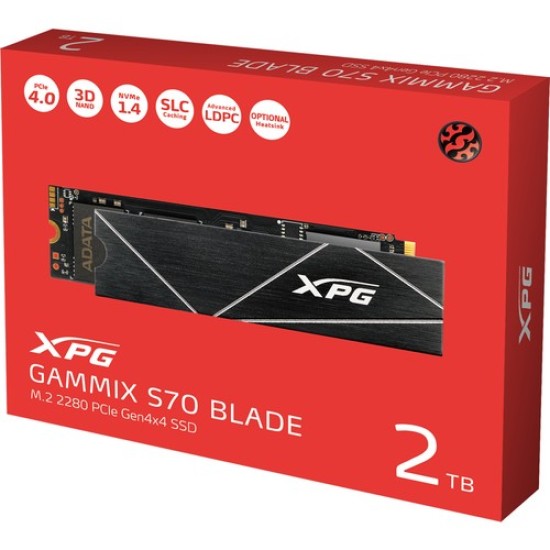 XPG Gammix S70 Blade 2TB Okuma:7400 Yazma:6800 MB/s PCIe Gen4x4 M.2 NVMe Soğutuculu SSD