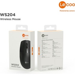 Lenovo Lecoo WS204 Kablosuz 1200DPI 3 Tuşlu Optik Siyah Mouse