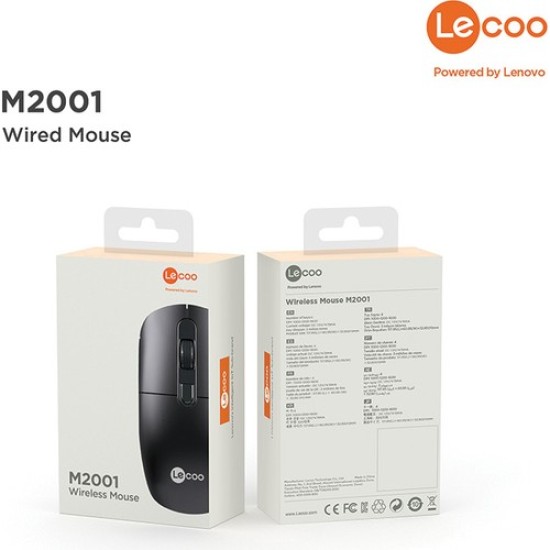 Lenovo Lecoo M2001 Kablosuz Optik 1600DPI 4 Tuşlu Mouse Siyah