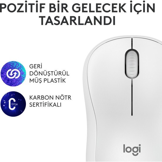 Logitech M240 Sessiz Kompakt Kablosuz Bluetooth Mouse - Beyaz