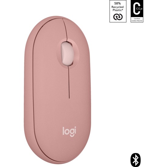 Logitech M350s Pebble 2 Bluetooth Kablosuz Sessiz Kompakt Mouse - Pembe
