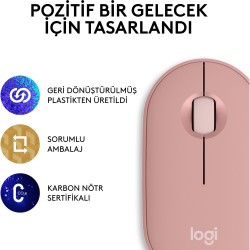 Logitech M350s Pebble 2 Bluetooth Kablosuz Sessiz Kompakt Mouse - Pembe