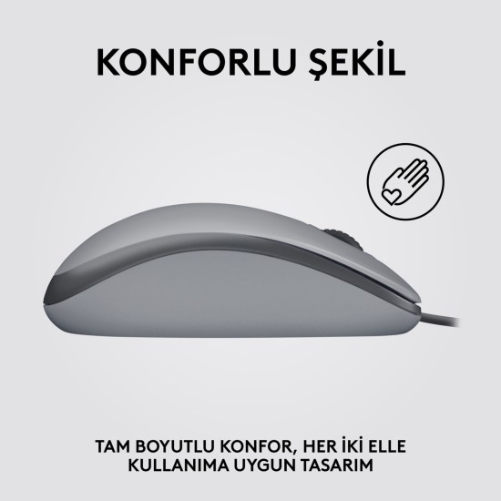 Logitech M110 Sessiz Tam Boyutlu Kablolu Usb-A Bağlantılı Optik Mouse - Gri