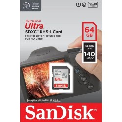 Sandisk Ultra 64GB 140MB/S Sdhc/sdxc Class 10 Uhs-I Hafıza Kartı SDSDUNB-064G-GN6IN