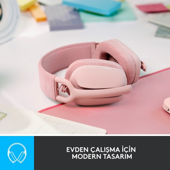 Logitech Zone Vibe 100 Mikrofonlu Kablosuz Bluetooth Kulak Üstü Kulaklık - Pembe