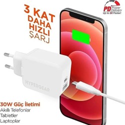 Hypergear 30W Usb-C Duvar Şarj Cihazı Beyaz