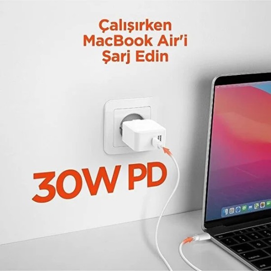 Hypergear 30W Usb-C Duvar Şarj Cihazı Beyaz