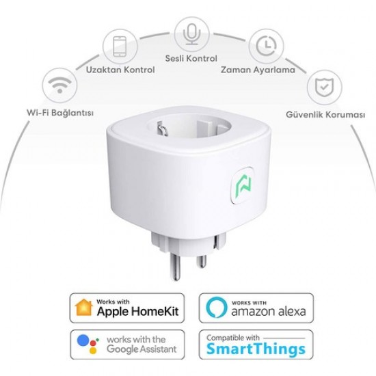 Meross Wi-Fi Uzaktan Kontrollü Akım Korumalı Akıllı Tekli Priz