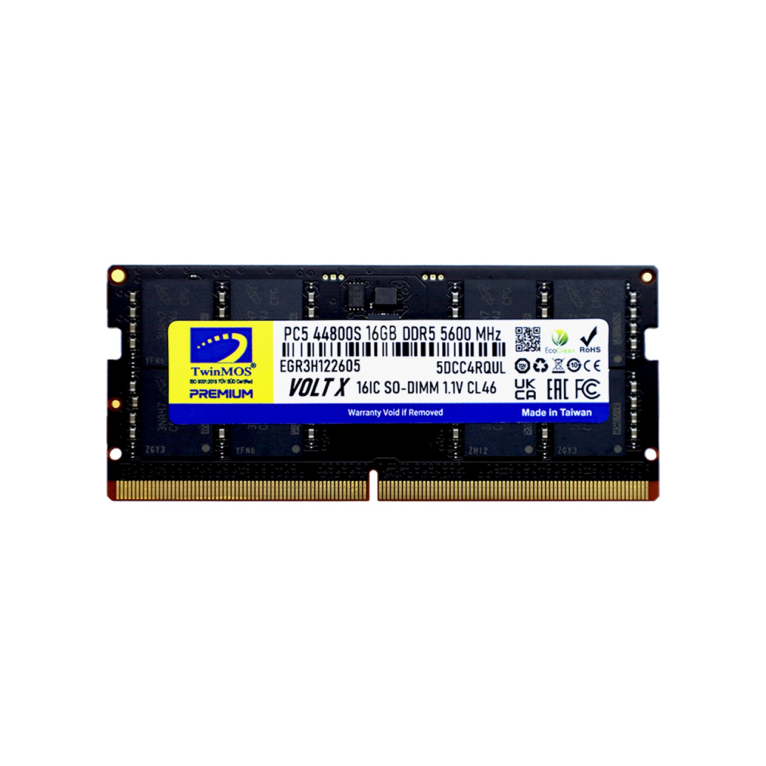 Twinmos Ddr5 16GB 5600MHZ CL46 Notebook Ram (TMD516GB5600S46) Twinmos Ddr5 16GB 5600MHZ CL46 Notebook Ram (TMD516GB5600S46)