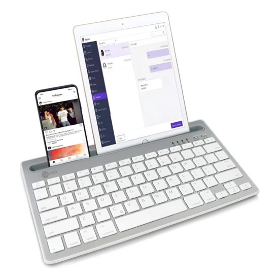 Lenovo Lecoo BK100 Çoklu Cihaz ile Uyumlu Şarj Edilebilir Kablosuz Bluetooth Türkçe Q Klavye Beyaz