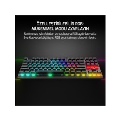 GamePower Eva 7 60M Mekanik Kablolu, 2.4Ghz, Bluetooth 3 Mod Blue Switch Türkçe Q 88 Tuş USB RGB Gaming Klavye