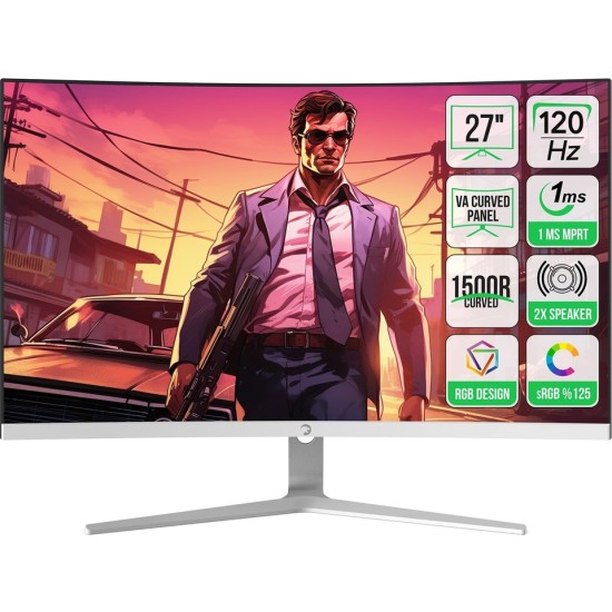 GamePower Vivid F20 27¨ 1500R Curved RGB Beyaz 120Hz 1ms FHD Va Panel 2x2W Speaker Gaming Monitör (Sıfır Ölü Piksel Garantili)