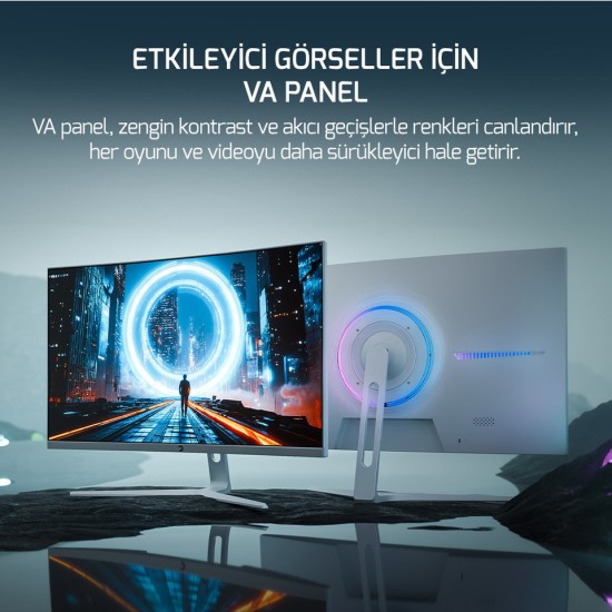 GamePower Vivid F20 27¨ 1500R Curved RGB Beyaz 120Hz 1ms FHD Va Panel 2x2W Speaker Gaming Monitör (Sıfır Ölü Piksel Garantili)