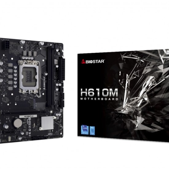 Biostar H610MHP 64 GB 2.0 DDR4 3200 1700P 1xM.2 2xDIMM Max HDMI VGA 4K 2K 4xUSB 2.0 2xUSB 3.2 mATX Anakart