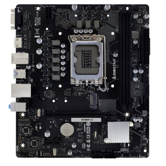 Biostar H610MHP 64 GB 2.0 DDR4 3200 1700P 1xM.2 2xDIMM Max HDMI VGA 4K 2K 4xUSB 2.0 2xUSB 3.2 mATX Anakart