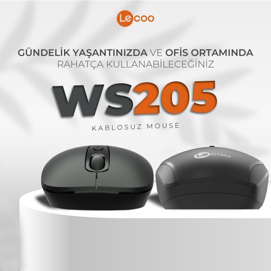 Lenovo Lecoo WS205 Ergonomik Optik Kablosuz Mouse