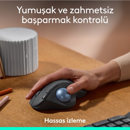 Logitech Ergo M575S Kablosuz Trackball Pc/mac Için Ergonomik Mouse, Siyah