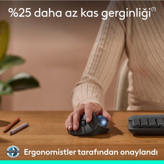 Logitech Ergo M575S Kablosuz Trackball Pc/mac Için Ergonomik Mouse, Siyah