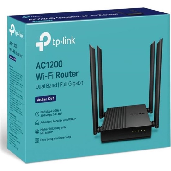 TP-LINK Archer C64 Dual Bant 4 Port AC1200 Kablosuz Router