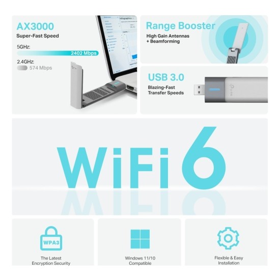 TP-Link Archer TX50UH 3000 Mbps Kablosuz Ağ Adaptörü